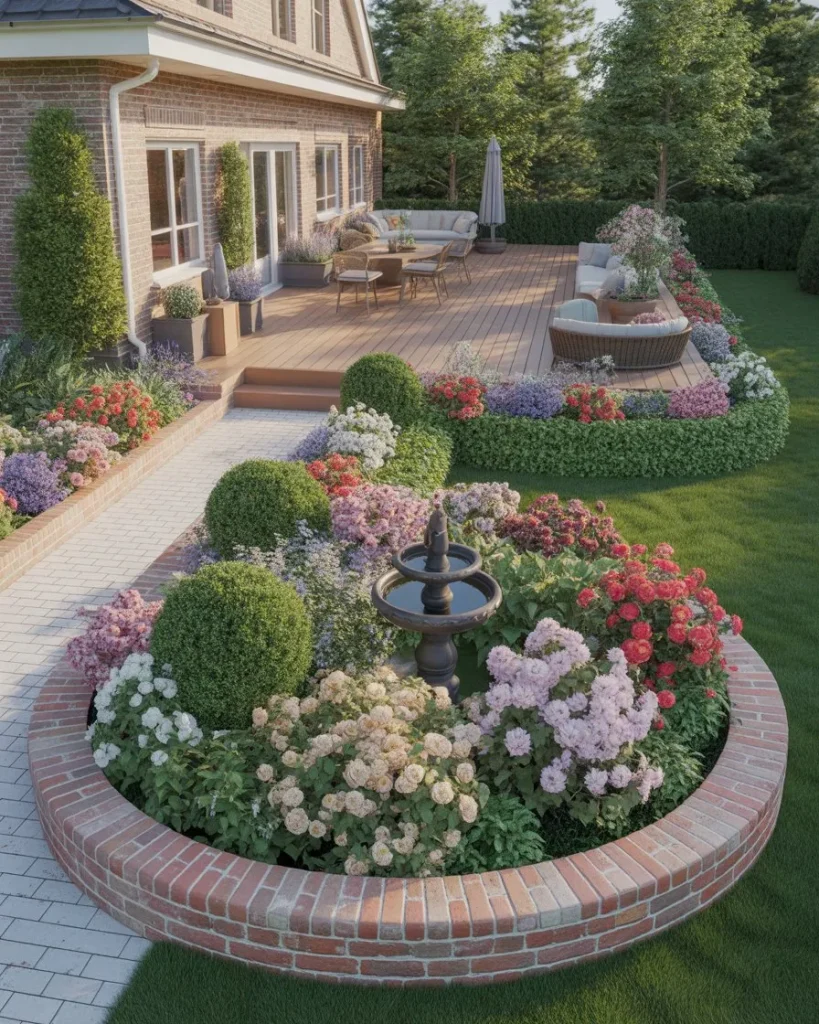 3) Elegant Curved Brick Garden Edging